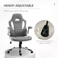 Vinsetto Computer Gaming Chair, Office Desk Swivel Chair, PU Leather Racing Chair with 90° Flip-up Armrest, Adjustable Height and Rolling Wheels, Grey - 4
