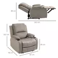 HOMCOM Recliner Chair, Microfibre Reclining Chair with Adjustable Leg Rest, Cup Holders, Recliner Armchair for Home Living Room, Brown - 3