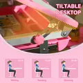 HOMCOM Kids Desk and Chair Set, Student Adjustable Writing Desk, with Drawer, Pen Slot, Hook - Pink - 7