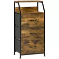 HOMCOM Industrial Storage Cabinet, Fabric Chest of Drawers with Display Shelves, 3 Drawers Storage Unit for Living Room, Rustic Brown - 1