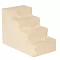PawHut Four-Step Dog Stairs, with Washable Plush Cover, for High Bed Sofa, Dog Stairs for Small Dog and Cat - Beige - 1