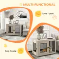 PawHut 2-in-1 Dog Cage & Side Table, with Two Doors, Cushion, for Large Dogs - 5