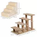 PawHut Four-Step Dog Stairs, with Washable Plush Cover, for High Bed Sofa, Dog Stairs for Small Dog and Cat - Beige - 3