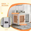 PawHut 2-in-1 Dog Cage & Side Table, with Two Doors, Cushion, for Large Dogs - 6