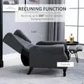 HOMCOM Recliner Armchair, Vintage Reclining Chair with Nail Head Trim, Wingback Chair with Button Tufted Back and Footrest, for Living Room, Dark Grey - 4