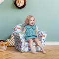 HOMCOM Children's Armchair Flannel Kids Sofa Tub Chair Cartoon Dinosaur Pattern Wooden Frame Bedroom Playroom Seater Multicolour - 2