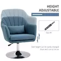 HOMCOM Swivel Linen Fabric Accent Chair for Living Room Contemporary Vanity Armchair with Adjustable Height Thick Cushion Lumbar Support Armrest for Bedroom Office Blue - 4