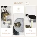PawHut 4PCs Wall-Mounted Cat Tree, with Steps, Perch, Cat House - Grey - 5