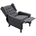 HOMCOM Recliner Armchair, Vintage Reclining Chair with Nail Head Trim, Wingback Chair with Button Tufted Back and Footrest, for Living Room, Dark Grey - 8