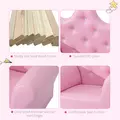 HOMCOM Children Kids Sofa Set Armchair Chair Seat with Free Footstool PU Leather for Girls 58L x 40.5W x 49H cm Pink - 4