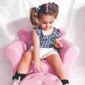 HOMCOM Children Kids Sofa Set Armchair Chair Seat with Free Footstool PU Leather for Girls 58L x 40.5W x 49H cm Pink - 9