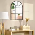 HOMCOM 90 X 61cm Arched Grid Mirror - White - 6
