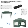 Outsunny 3 x 3m Pop Up Gazebo, Wedding Party Canopy Tent Marquee with Carry Bag and Windows, Green - 5