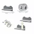 PawHut 4PCs Wall-Mounted Cat Tree, with Steps, Perch, Cat House - Grey - 3