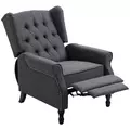 HOMCOM Recliner Armchair, Vintage Reclining Chair with Nail Head Trim, Wingback Chair with Button Tufted Back and Footrest, for Living Room, Dark Grey - 1
