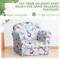 HOMCOM Children's Armchair Flannel Kids Sofa Tub Chair Cartoon Dinosaur Pattern Wooden Frame Bedroom Playroom Seater Multicolour - 7