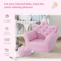 HOMCOM Children Kids Sofa Set Armchair Chair Seat with Free Footstool PU Leather for Girls 58L x 40.5W x 49H cm Pink - 7