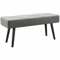 HOMCOM End of Bed Bench with X-Shape Design and Steel Legs, Upholstered Hallway Bench for Bedroom, Grey - 1