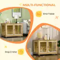 PawHut Dog Crate Furniture, Dog Cage End Table. with Soft Cushion, Double Door - Oak Tone - 5