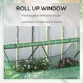 Outsunny Raised Garden Bed with Greenhouse, Steel Planter Box with Plastic Cover, Roll Up Window, Dual Use for Flowers, Vegetables, Fruits and Herbs, 185L x 95W x 92H cm, Green - 8