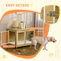 PawHut Dog Crate Furniture, Dog Cage End Table. with Soft Cushion, Double Door - Oak Tone - 6