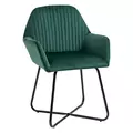 HOMCOM Modern Arm Chair Upholstered Accent Chair with Metal Base for Living Room Green - 1