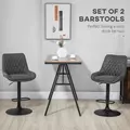 HOMCOM Retro Bar Stools Set of 2, Adjustable Kitchen Stool, Upholstered Bar Chairs with Back, Swivel Seat, Dark Grey - 4