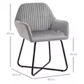 HOMCOM Modern Arm Chair Upholstered Accent Chair with Metal Base for Living Room Grey - 3