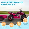 HOMCOM 6V Quad Bike with Back Trailer, Wear-Resistant Wheels, for Ages 18-36 Months, Pink - 6