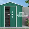 Outsunny 6.5ft x 3.5ft Metal Garden Storage Shed for Outdoor Tool Storage with Double Sliding Doors and 4 Vents, Green - 5