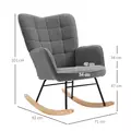 HOMCOM Berber Fleece Nursery Glider Rocker for Nursing, Wingback Rocking Chair for Living Room, Dark Grey - 3