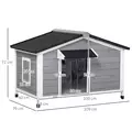 PawHut Wooden Dog Kennel for Outside, for Medium Dogs, 72H x 109L x 79Wcm, Grey - 3