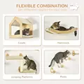 PawHut 8 Piece Cat Shelves Set, with Cat House, Three Perches, Three Scratching Posts - 4
