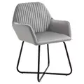 HOMCOM Modern Arm Chair Upholstered Accent Chair with Metal Base for Living Room Grey - 1