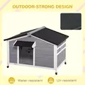 PawHut Wooden Dog Kennel for Outside, for Medium Dogs, 72H x 109L x 79Wcm, Grey - 6