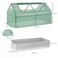 Outsunny Raised Garden Bed with Greenhouse, Steel Planter Box with Plastic Cover, Roll Up Window, Dual Use for Flowers, Vegetables, Fruits and Herbs, 185L x 95W x 92H cm, Green - 3