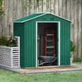Outsunny 6.5ft x 3.5ft Metal Garden Storage Shed for Outdoor Tool Storage with Double Sliding Doors and 4 Vents, Green - 2