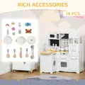 HOMCOM Kids Kitchen Playset, Large Pretend Role Play Kitchen, White - 6