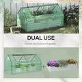 Outsunny Raised Garden Bed with Greenhouse, Steel Planter Box with Plastic Cover, Roll Up Window, Dual Use for Flowers, Vegetables, Fruits and Herbs, 185L x 95W x 92H cm, Green - 4