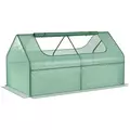 Outsunny Raised Garden Bed with Greenhouse, Steel Planter Box with Plastic Cover, Roll Up Window, Dual Use for Flowers, Vegetables, Fruits and Herbs, 185L x 95W x 92H cm, Green - 1