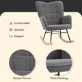 HOMCOM Berber Fleece Nursery Glider Rocker for Nursing, Wingback Rocking Chair for Living Room, Dark Grey - 5