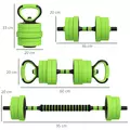 SPORTNOW 20kg 6-In-One Adjustable Weight Dumbbells Set, Barbell, Kettlebell, Push Up Stand - Green - 3