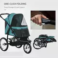 PawHut Foldable Pet Stroller Jogger, with Three Wheels, Canopy, for Medium and Small Dogs, Green - 6