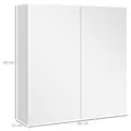 kleankin Bathroom Mirror Cabinet, Wall Mounted Bathroom Storage Cupboard with Adjustable Shelf, 60W x 15D x 60Hcm, High Gloss White - 3