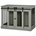 PawHut Dog Crate Furniture for Large Dogs, Double Dog Cage for Small Dogs, with Divider - Grey - 1