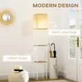 HOMCOM Modern Floor Lamp with Shelves, 3 Layer Shelf Tall Standing Lamp with Fabric Lampshade, Pull Chain Switch for Living Room, Bedroom, Bulb not Included, White - 4