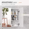 kleankin Bathroom Mirror Cabinet, Wall Mounted Bathroom Storage Cupboard with Adjustable Shelf, 60W x 15D x 60Hcm, High Gloss White - 5