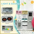 AIYAPLAY Toy Kitchen with Lights, Sounds, Apron and Chef Hat, Ice Maker, Microwave, for Ages 3-6 Years - White - 4