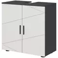 kleankin Under Sink Bathroom Cabinet, Bathroom Vanity Unit, Basin Storage Cupboard with Double Doors and Shelf, 10W x 20Dcm "U" Cut-Out, Light Grey - 1