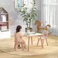 ZONEKIZ Kids and Table Chairs, Children Desk with Two Chairs, Toddler Furniture Set, for Ages 3-6 Years - Pink - 2